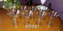10 of Antique Carnival Glass Iridescent Goblet Parfait Bowl Glassware Wine Panel