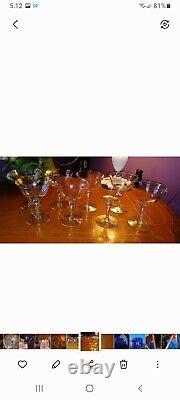 10 of Antique Carnival Glass Iridescent Goblet Parfait Bowl Glassware Wine Panel