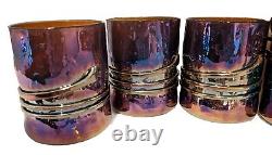 12 Vintage Esteban Prieto Iridescent Studio Art Glass Tumblers- Highball & Rocks