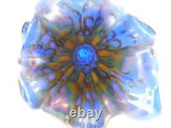 1212/2500 Antique Tree Trunk Iridescent Carnival Cobalt Blue Glass Vase