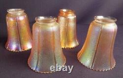 1900-20 Set 4 Imperial Glass Carnival Iridescent Early Elec 2 1/4 Fitter Shades