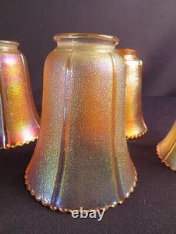 1900-20 Set 4 Imperial Glass Carnival Iridescent Early Elec 2 1/4 Fitter Shades