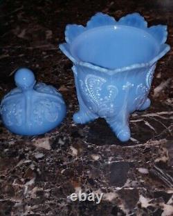 1909 Rare & Beautiful Northwood/Dugan Vivid Blue Opalescent Covered Sugar Bowl