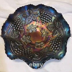 1910 Northwood Carnival Glass Grape & Cable Iridescent Purple Dish