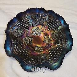 1910 Northwood Carnival Glass Grape & Cable Iridescent Purple Dish