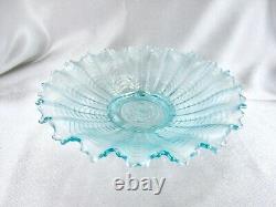 1910 Northwood Nippon 8½ Carnival Glass Ice Blue Iridescent Art Deco Ruffle Bowl