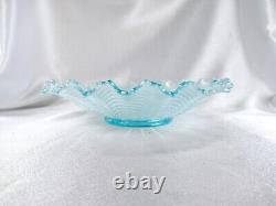 1910 Northwood Nippon 8½ Carnival Glass Ice Blue Iridescent Art Deco Ruffle Bowl