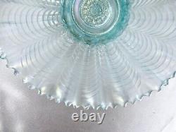 1910 Northwood Nippon 8½ Carnival Glass Ice Blue Iridescent Art Deco Ruffle Bowl