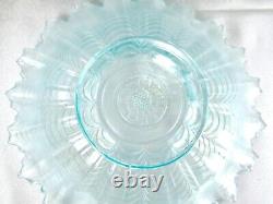 1910 Northwood Nippon 8½ Carnival Glass Ice Blue Iridescent Art Deco Ruffle Bowl