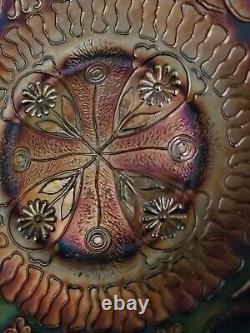 1911 Fenton Carnival Glass Dragon Lotus 8 In Bowl Amethyst Iridescent