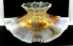 1920's Marigold Iridescent Carnival Glass. Opaline Footed Bowl, 24X16 CMS