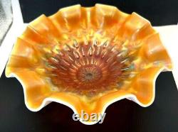 1930's Vintage. Peach Opalescent. Carnival Glass Bowl. 22 Cm Diameter