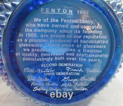 1992 Fenton 3 Generations Art Glass Blue Iridescent Carnival Hobnail Pitcher