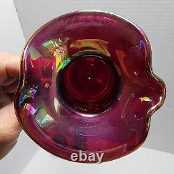 1996 Gibson Carnival Glass Purple Iridescent Pitcher Glass Set Miniature