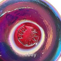 1996 Gibson Carnival Glass Purple Iridescent Pitcher Glass Set Miniature