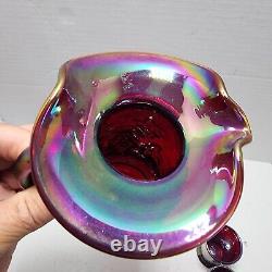 1996 Gibson Carnival Glass Purple Iridescent Pitcher Glass Set Miniature