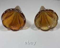 2 Vintage Carnival Glass Car Vases 7.25