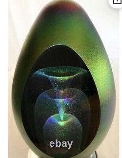 2001 Robert Eickholt FOUNTAIN Seed Life Iridescent Art Glass 6 EGG PAPERWEIGHT
