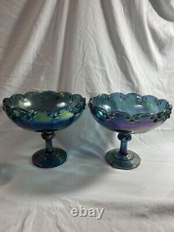 21 COUNT RARE Vintage Indiana Harvest Grape Iridescent Blue Carnival Glass LOT