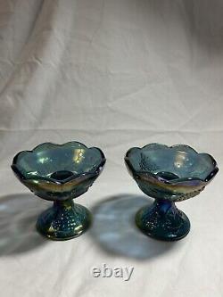 21 COUNT RARE Vintage Indiana Harvest Grape Iridescent Blue Carnival Glass LOT