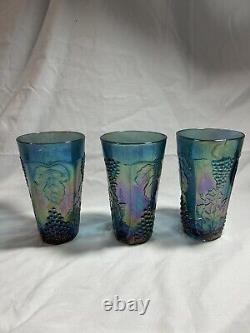 21 COUNT RARE Vintage Indiana Harvest Grape Iridescent Blue Carnival Glass LOT