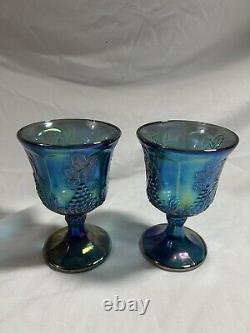 21 COUNT RARE Vintage Indiana Harvest Grape Iridescent Blue Carnival Glass LOT