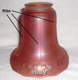 3'PRIMROSE' CARNIVAL GLASS Lamp SHADES Fleur de Lis Daisy Vertical Ribs MINT