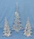 3 Silvestri CHRISTMAS TREE Twist Top Iridescent Crystal Art Glass 11 & 7 in tall
