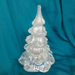 3 Vintage FENTON Art Glass 643 Iridescent Light Blue Christmas Tree 1985-96