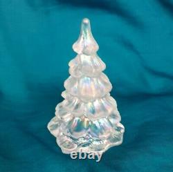 3 Vintage FENTON Art Glass 643 Iridescent Light Blue Christmas Tree 1985-96