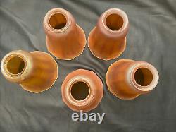 5 Antique vintage NUART Marigold Iridescent Carnival GLASS SHADE Globes 5 3/8