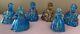 6 FENTON Iridescent Blue/Gold Southern Belle Figurines EC