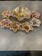 7 Dugan Glass Peach Opal Carnival Rays Jeweled Heart Master Berry Bowl Set AS-IS