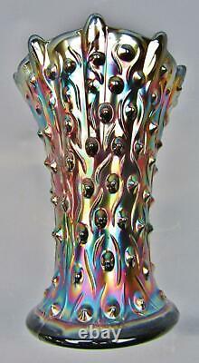 8200 Northwood SQUATTY TREE TRUNK Amethyst Carnival Glass 6¼ Vase with 3½ Base