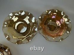 9pc Jeannette Glass Iris Herringbone Ruffled Bowl Set iridescent carnival
