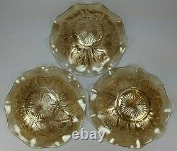 9pc Jeannette Glass Iris Herringbone Ruffled Bowl Set iridescent carnival
