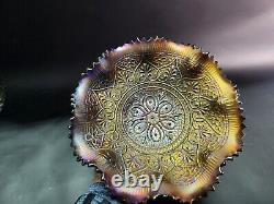AMAZING Northwood Hearts And Flowers Lavender Carnival Glass 9 Ruffled Bowl