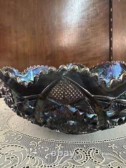 ANTIQUE Imperial Octagon Carnival Glass Bowl Beautiful Iridescent Detail