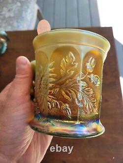 AWESOME AQUA OPALESCENT Northwood Carnival Glass Dandelion Mug Signed