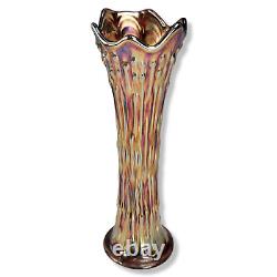 Antique April Showers Iridescent Vase Amethyst Carnival Glass