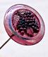 Antique Carnival Glass Hatpin Iridescent Ice Purple Banded Berry Cluster Great