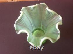 Antique EAPG Northwood Opalescent Green Glass 8.5 Vase. Mint
