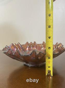 Antique Fenton Amethyst Carnival Glass Vintage Grape 9 Bowl Candy Ribbon 3-in-1