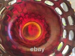 Antique Fenton Carnival Glass Red Amberina Jack in the Pulpit 2 Row Open Edge