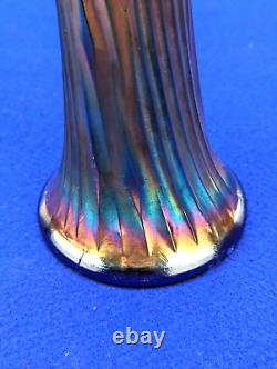 Antique Fenton Iridescent Carnival Glass 14 Swung Vase Cobalt Nine Sixteen