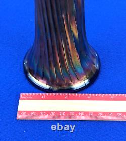 Antique Fenton Iridescent Carnival Glass 14 Swung Vase Cobalt Nine Sixteen