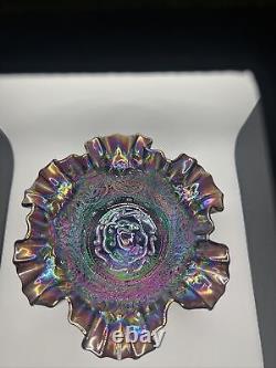 Antique Fenton Persian Medallion Amethyst Iridescent Candy Dish