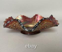 Antique Fenton Red Carnival Glass SAILBOATS 1? Hx6 Ruffled Sauce or Berry Bowl