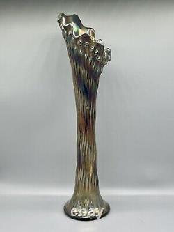 Antique Fenton Rustic Carnival Glass Swung Funeral Vase 17 Large! RARE