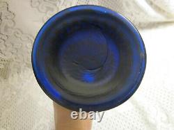 Antique Fenton Rustic Carnival Glass14 1/2 Midsize Blue Iridescent Vase